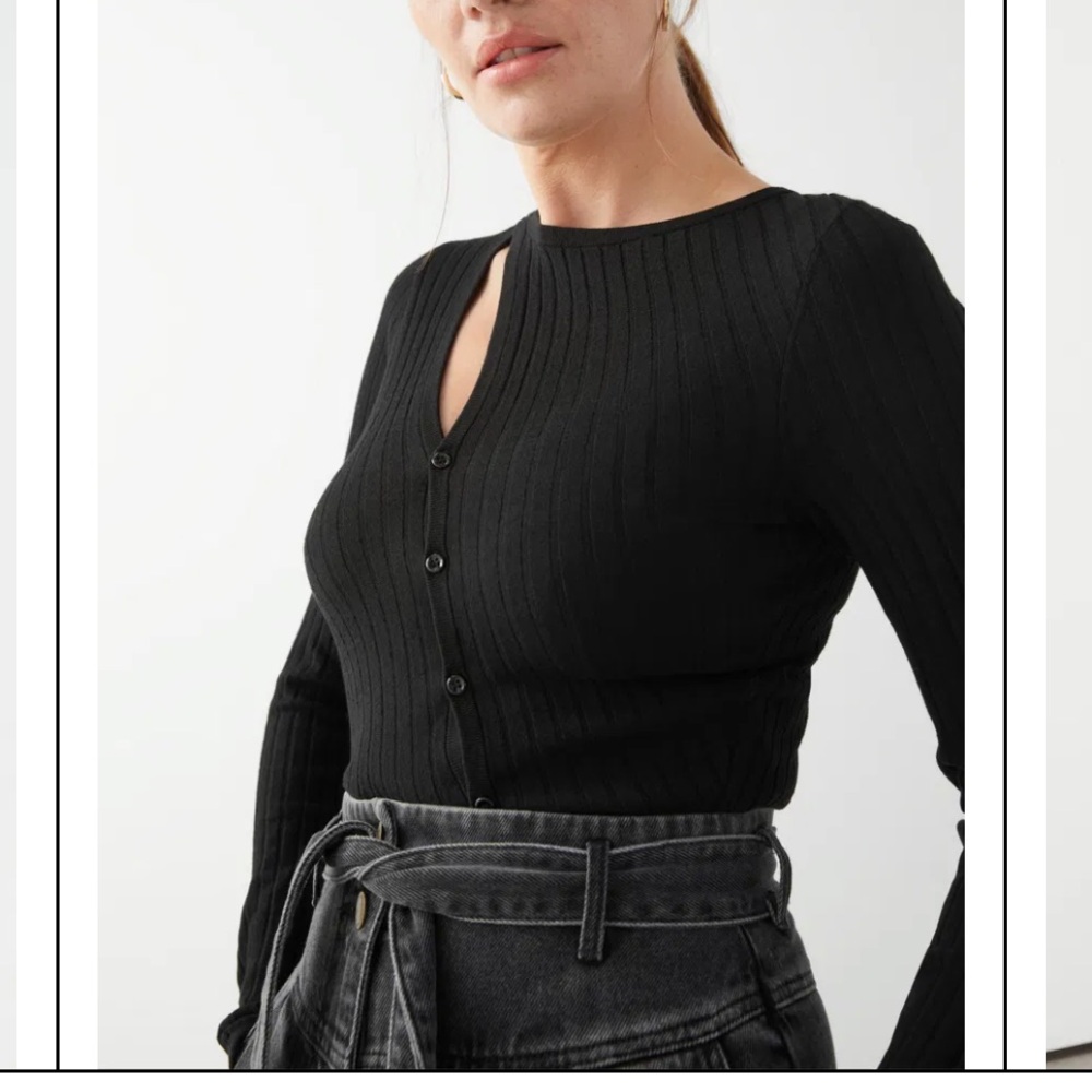 Los Angeles Atelier & Other Stories Black Knit Cardigan Asymmetrical Sweater Sm - Picture 5 of 11